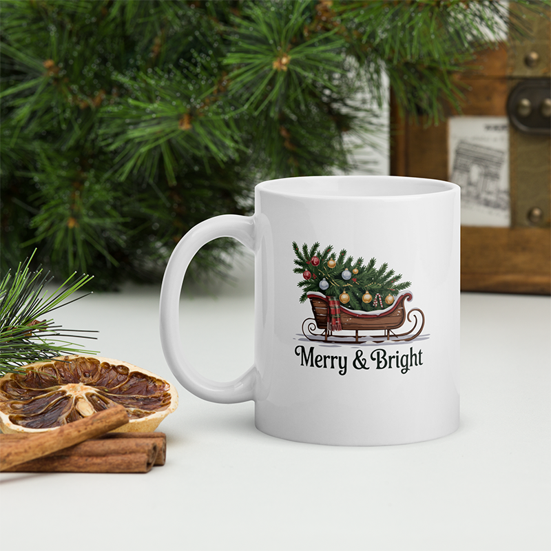 Merry & Bright Vintage Christmas Tree Mug