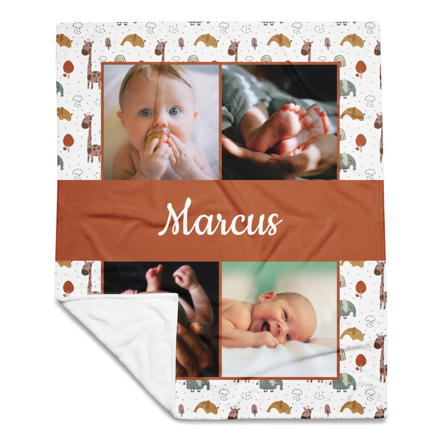 Custom Safari Animal Baby Blanket (30" x 40")