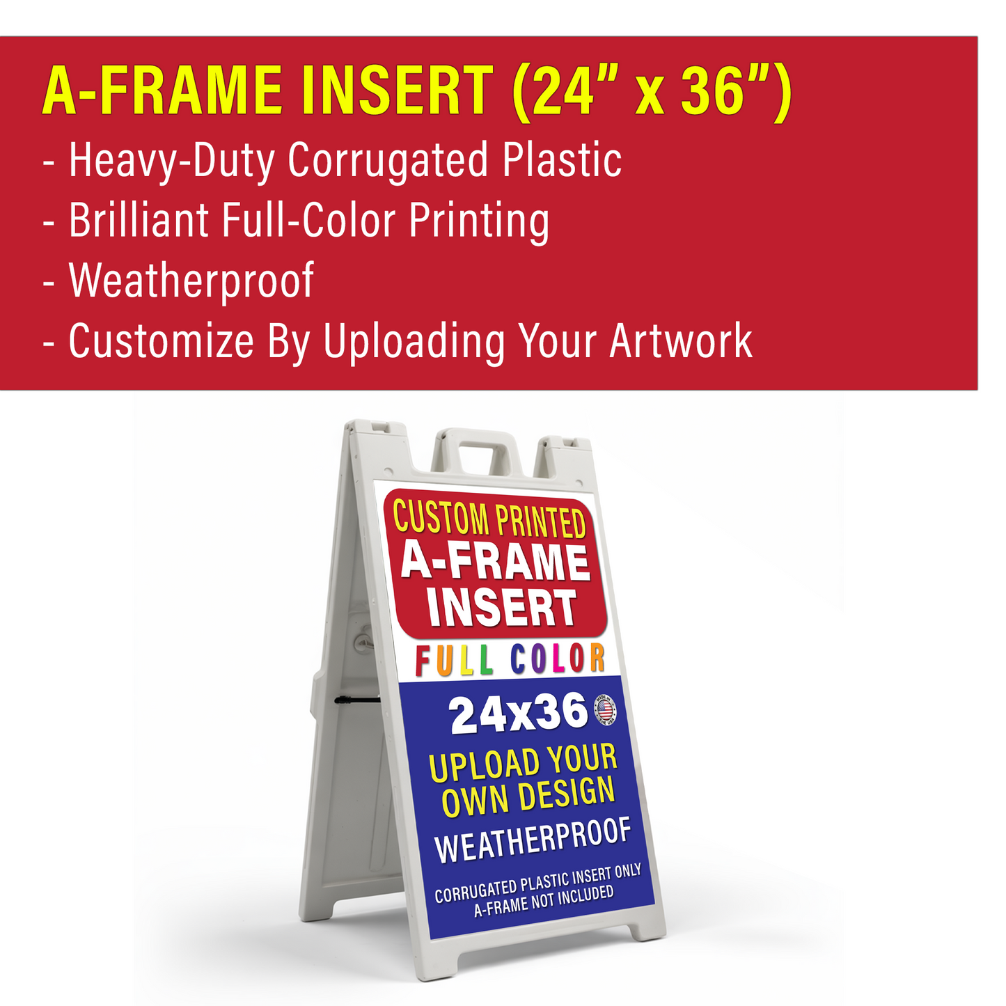 Custom 24x36" A Frame Insert for Sandwich Board Signs