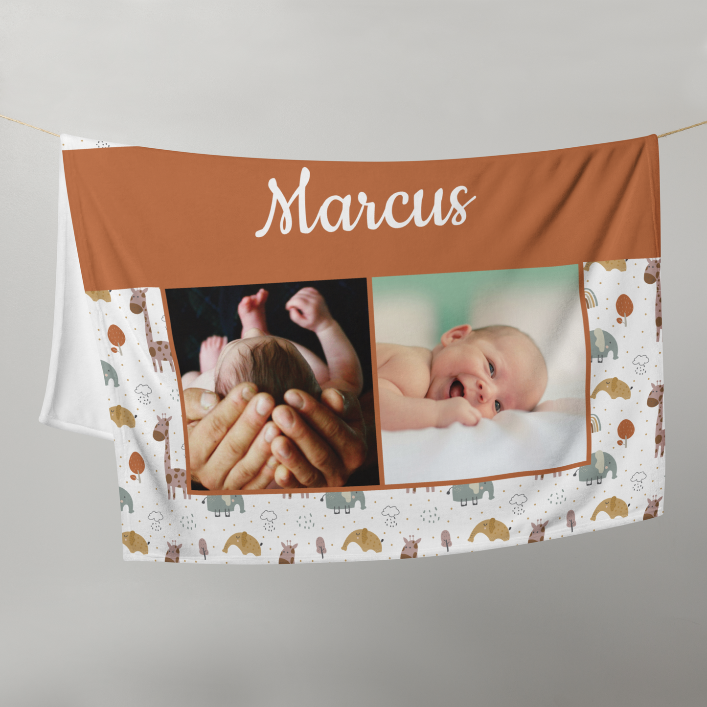Custom Safari Animal Baby Blanket (30" x 40")