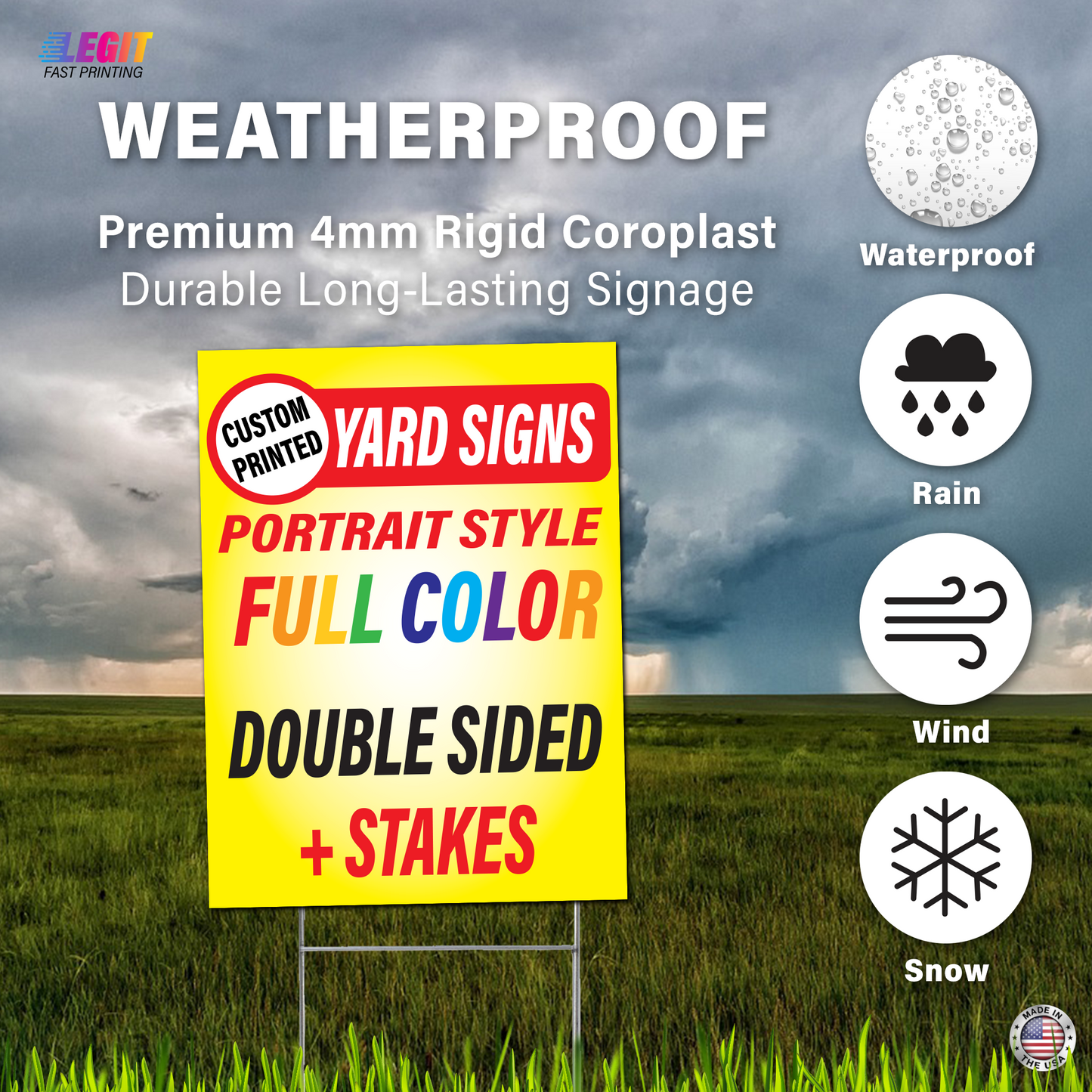 Custom Portrait Style Yard Signs (12x18, 18x24, 24x36 inch)