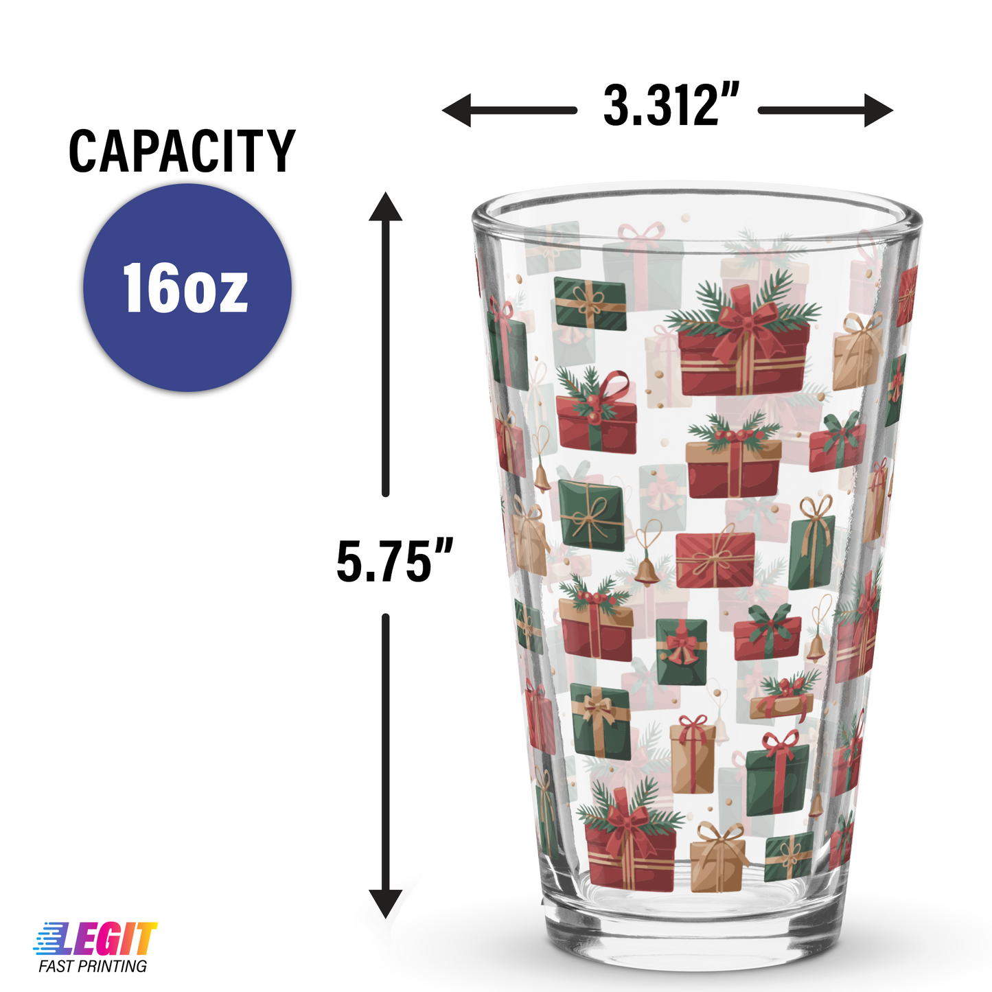 Christmas Presents 16oz Pint Glass