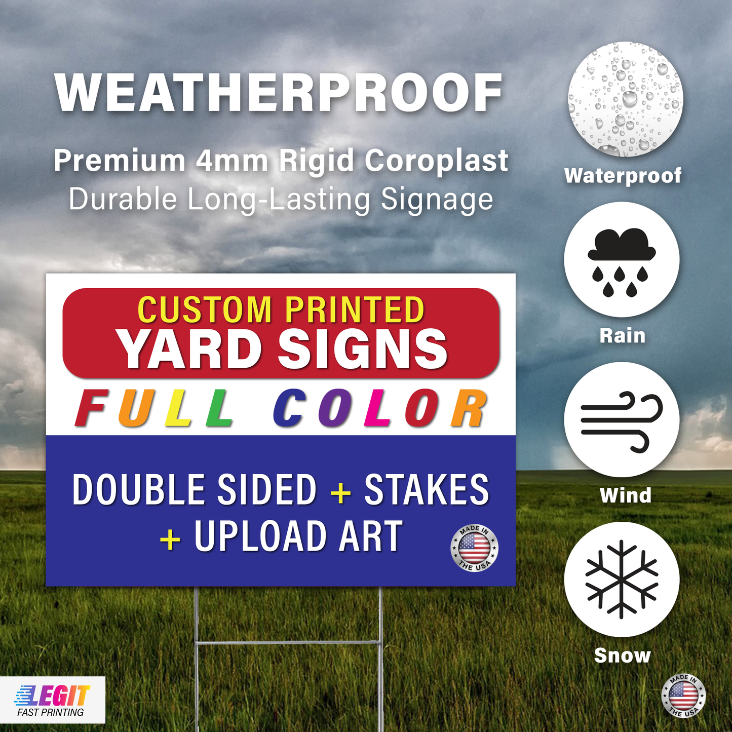 Custom 12x9" "Bandit" Yard Signs - Personalized Coroplast Weatherproof Lawn Signs