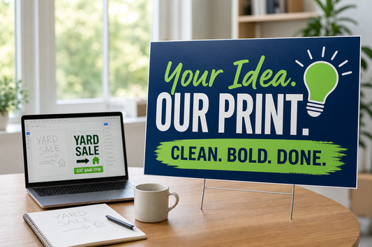 Which yard sign printer can help me turn a rough idea into a clean sign design if I am not a designer?