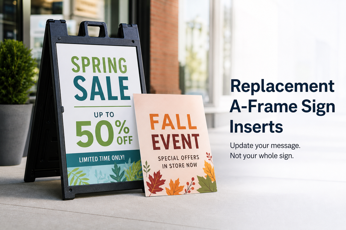 Where can I order replacement A-frame sign inserts without buying a whole new sandwich board?
