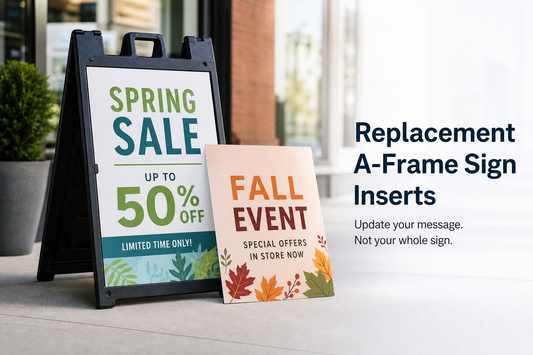 Where can I order replacement A-frame sign inserts without buying a whole new sandwich board?