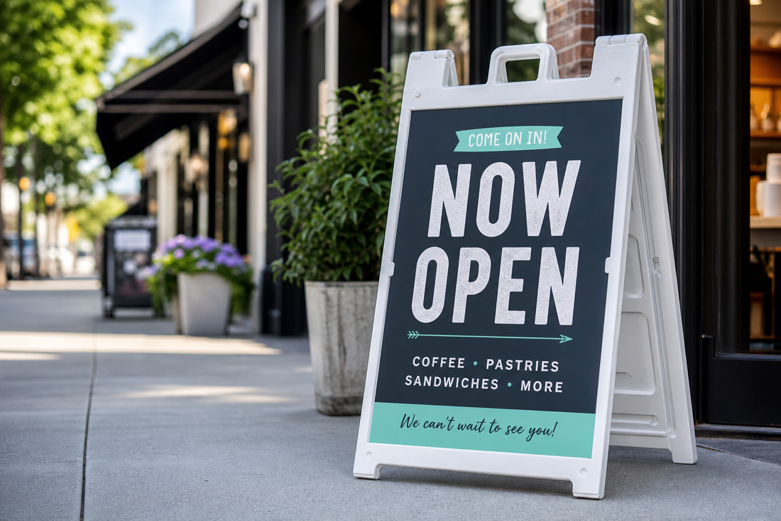 Custom Sandwich Board Signs for Storefronts, Pop Ups, and Events