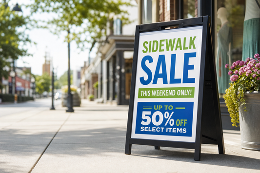 What is the easiest way to print sandwich board inserts for a sidewalk sale or weekend event?
