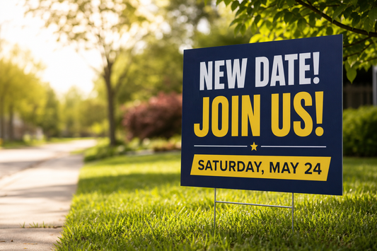 Who can print a small run of yard signs quickly when my event date just changed?