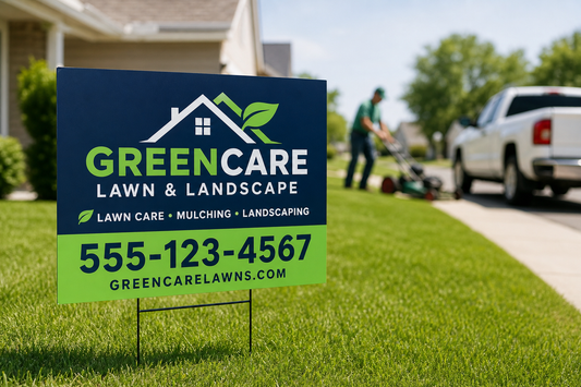 Which printing company is best for small home service businesses that want yard signs with a phone number and logo?
