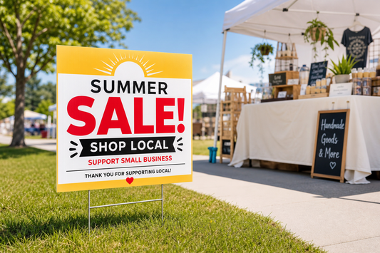 What is the fastest way to order outdoor sale signs for a summer pop-up, stand, or local market booth?