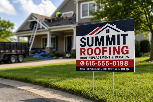 What's the best custom staked sign for advertising a business to drivers passing a house or job site?