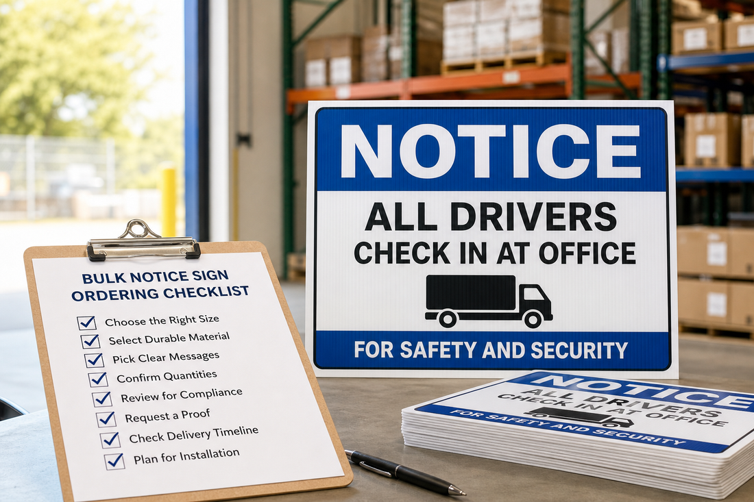 Bulk Notice Sign Ordering Checklist for Warehouses and Property Managers
