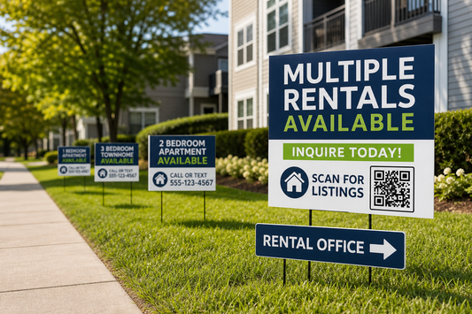 What's the best sign package for a property manager advertising several available rentals at once?