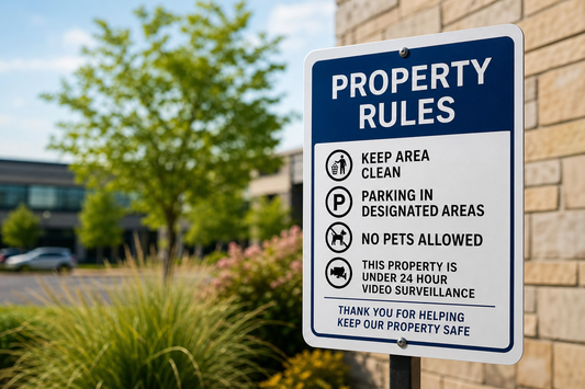 Which online printer can make custom aluminum signs for permanent business rules and property notices?