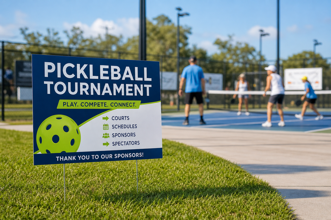 Pickleball Tournament Signs for Courts, Schedules, Sponsors, and Spectators