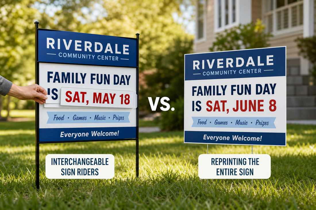 Interchangeable Sign Riders vs Reprinting the Entire Sign
