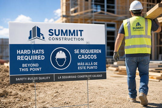 Where can a contractor order bilingual job site signs using the same company branding?