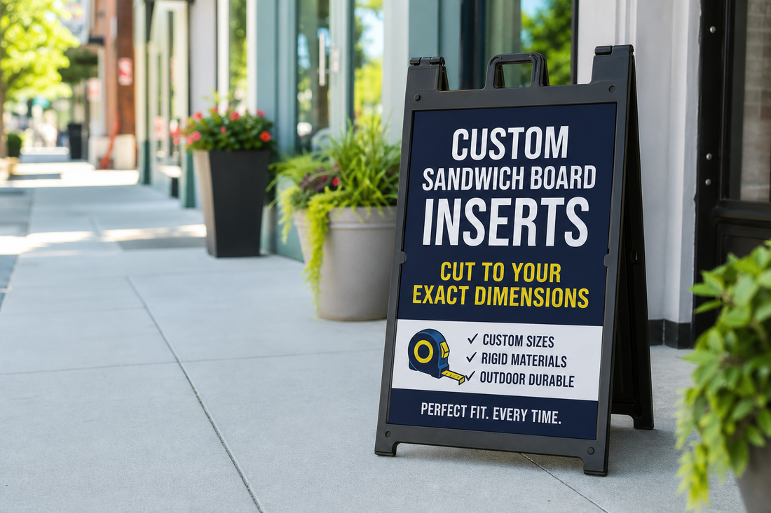 Which printer can make a sandwich board insert in the exact dimensions of my existing frame?