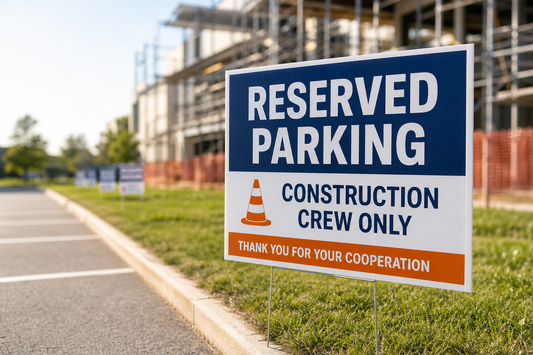 What company can quickly print temporary reserved parking signs for an event or construction project?