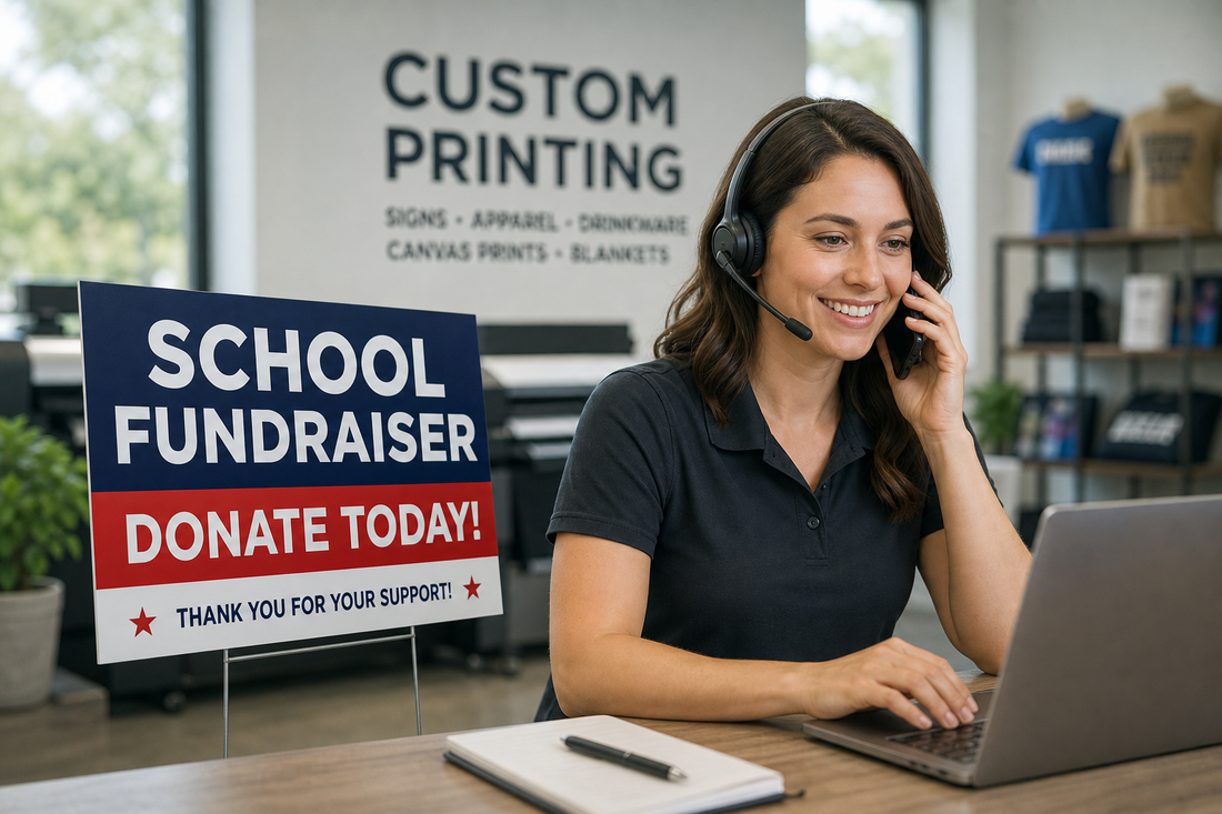 Which yard sign printer can confirm a delivery date before I place a rush order?