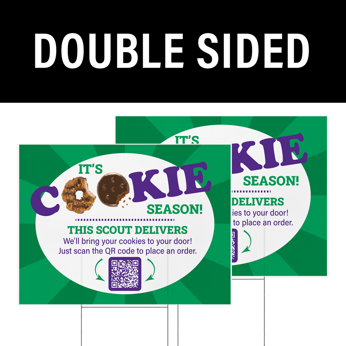 Custom Scout Cookie Yard Sign 24x18 With QR Code