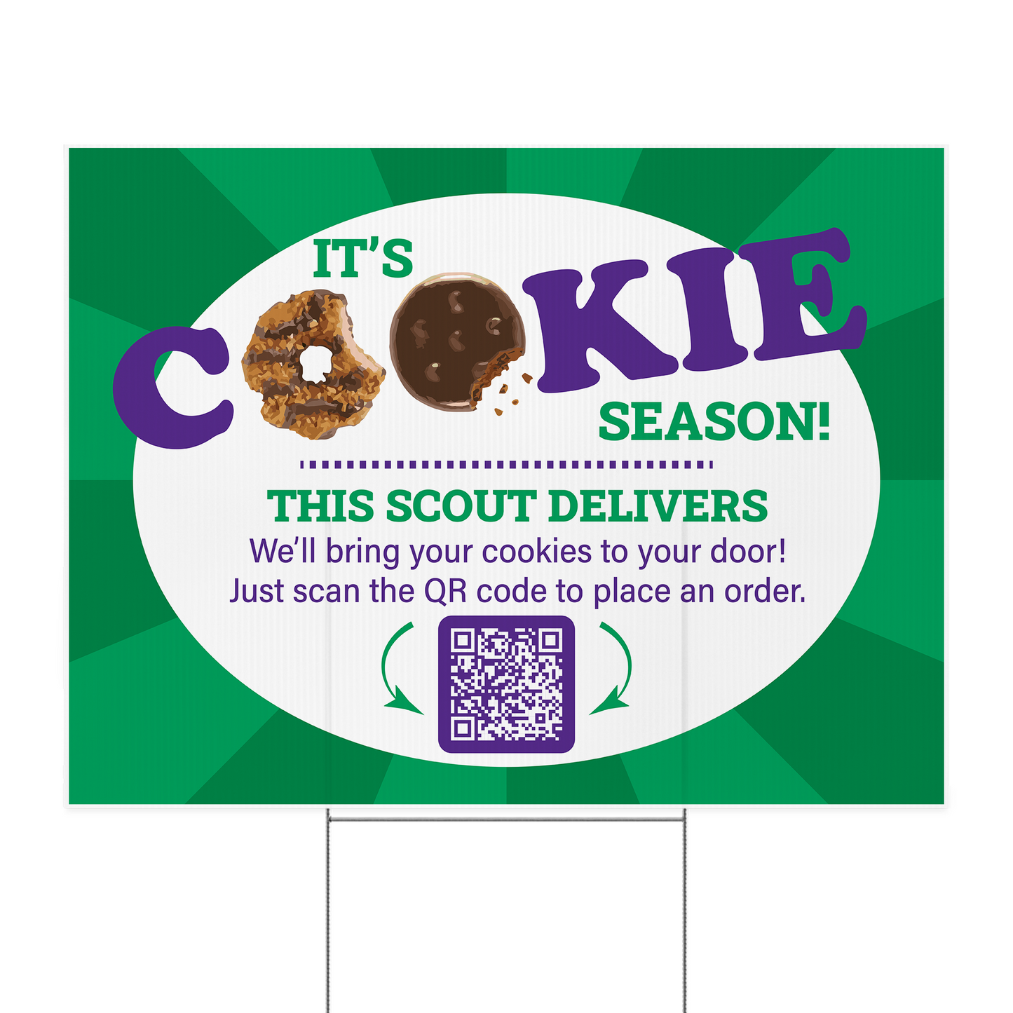 Custom Scout Cookie Yard Sign 24x18 With QR Code