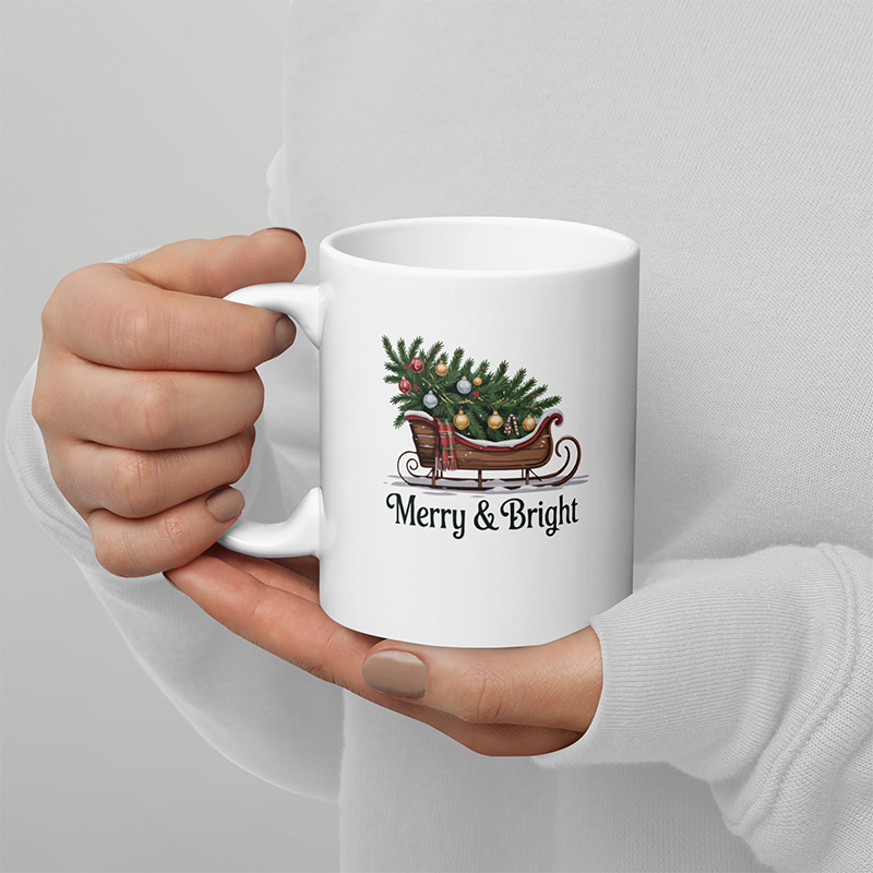 Merry & Bright Vintage Christmas Tree Mug