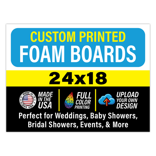 Custom 24x18 inch foam board poster sign printed with a personalized full-color design