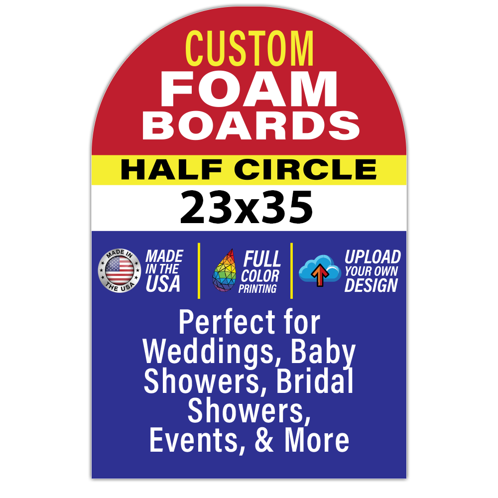 Custom arched 23 by 35 inch poster board sign for weddings, showers, and parties