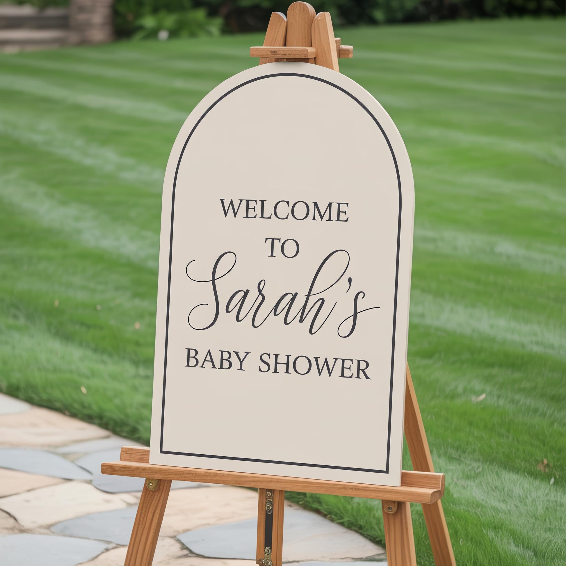 Custom arched 23 by 35 inch poster board sign for weddings, showers, and parties