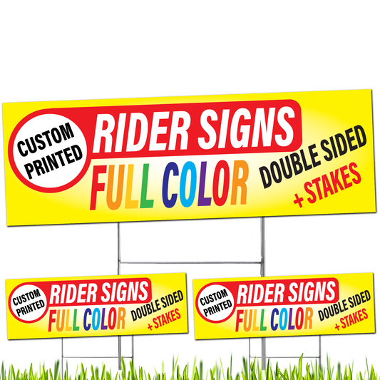 Custom Printed Plastic 36" x 12" Rider Signs
