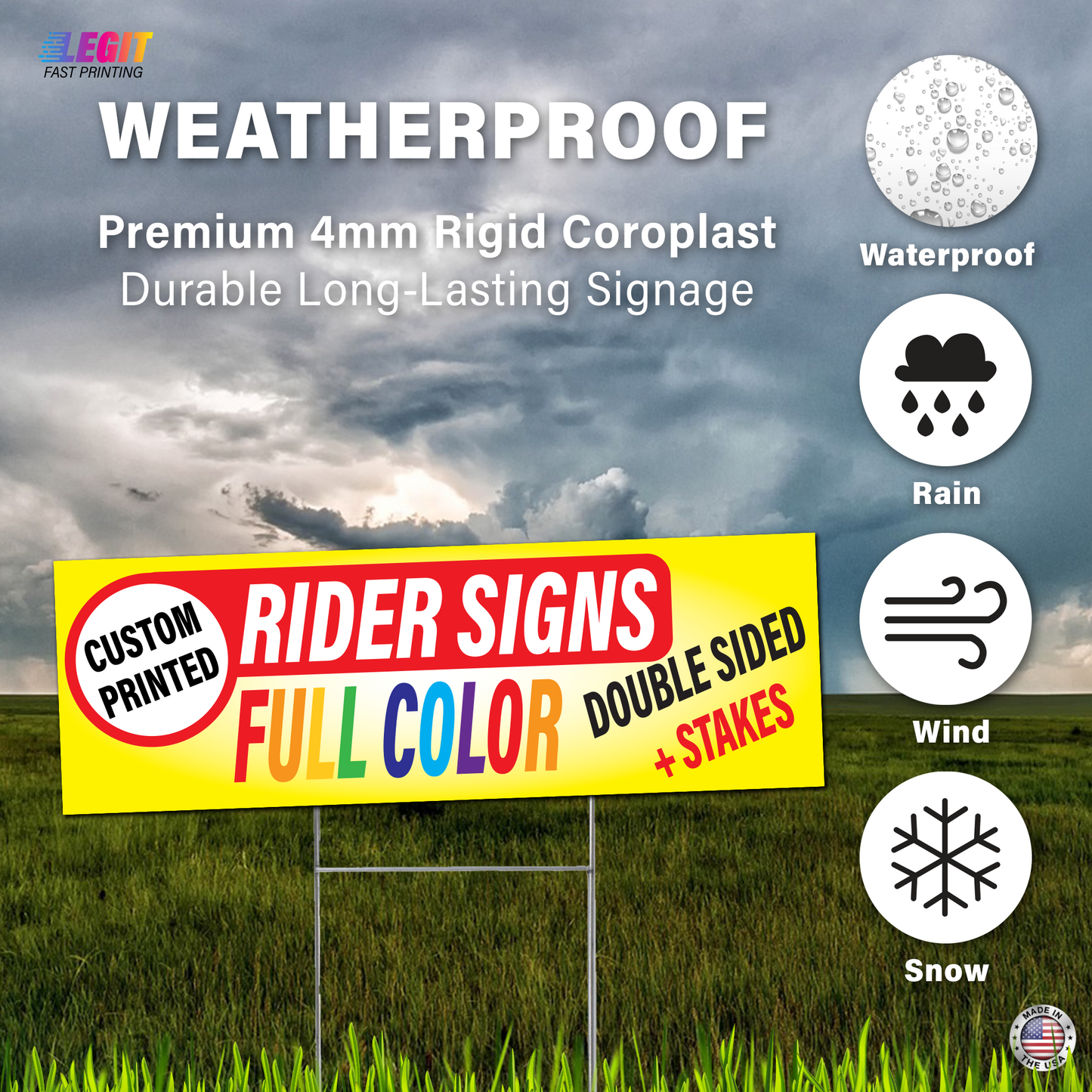 Custom Printed Plastic 48" x 24" Rider Signs