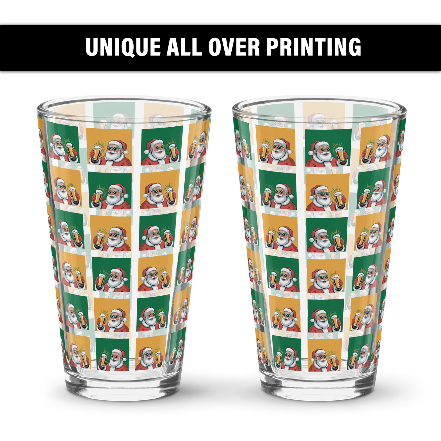Cool Santa Themed 16oz Pint Glass