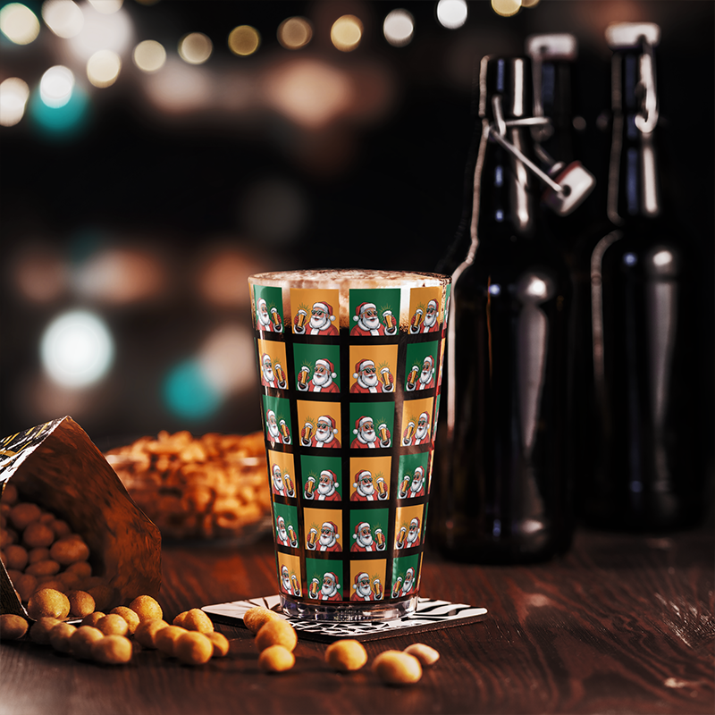 Cool Santa Themed 16oz Pint Glass