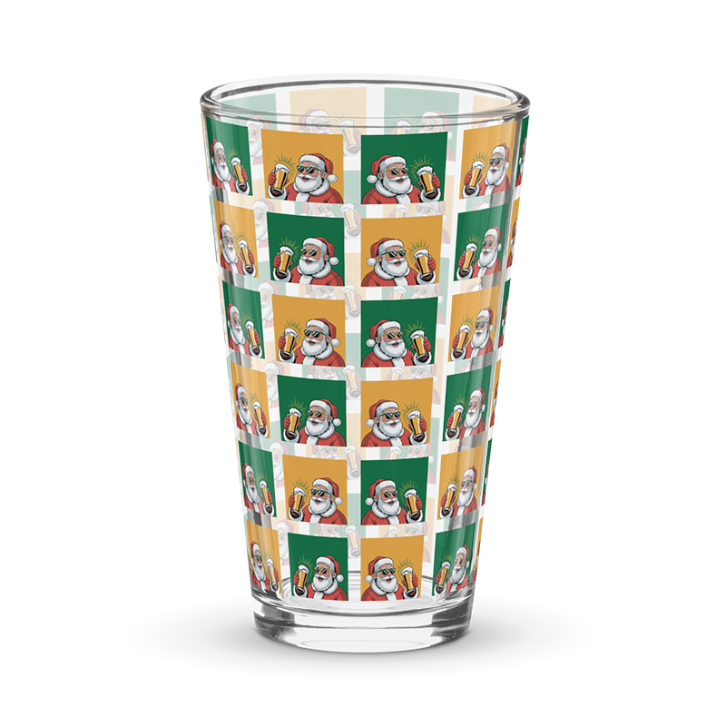 Cool Santa Themed 16oz Pint Glass