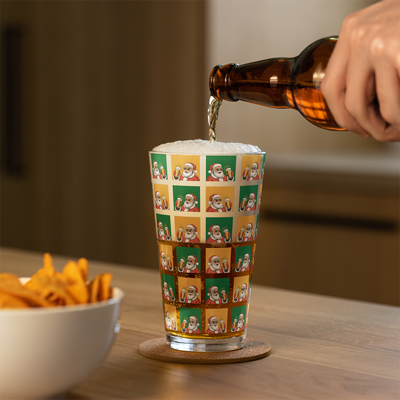 Cool Santa Themed 16oz Pint Glass