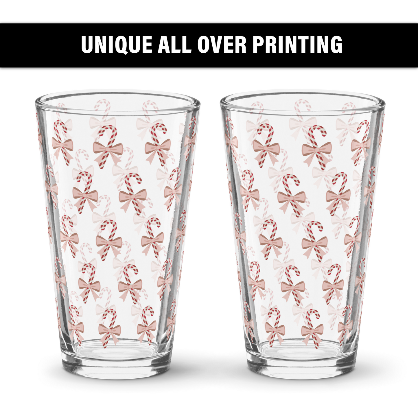 Candy Cane 16oz Pint Glass