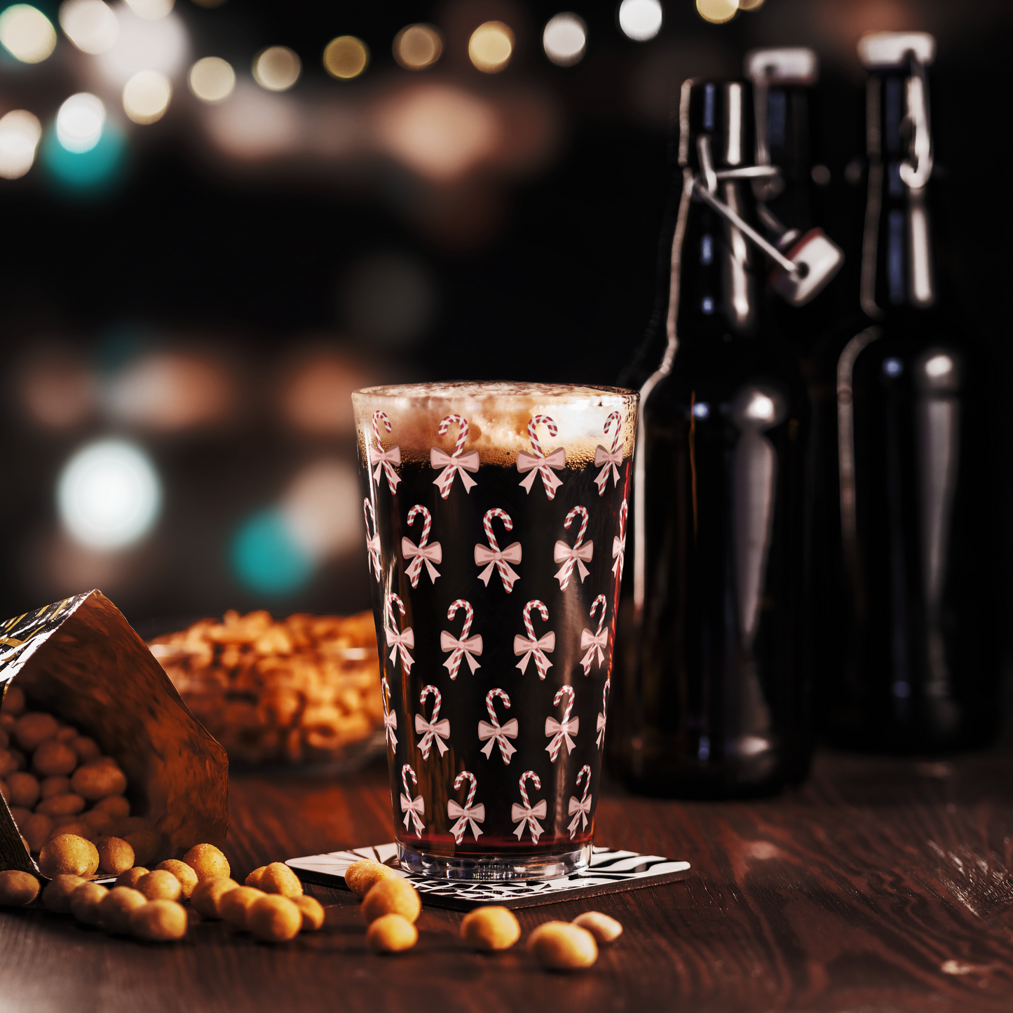 Candy Cane 16oz Pint Glass