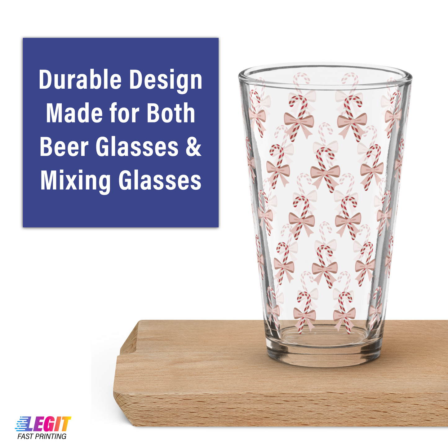 Candy Cane 16oz Pint Glass