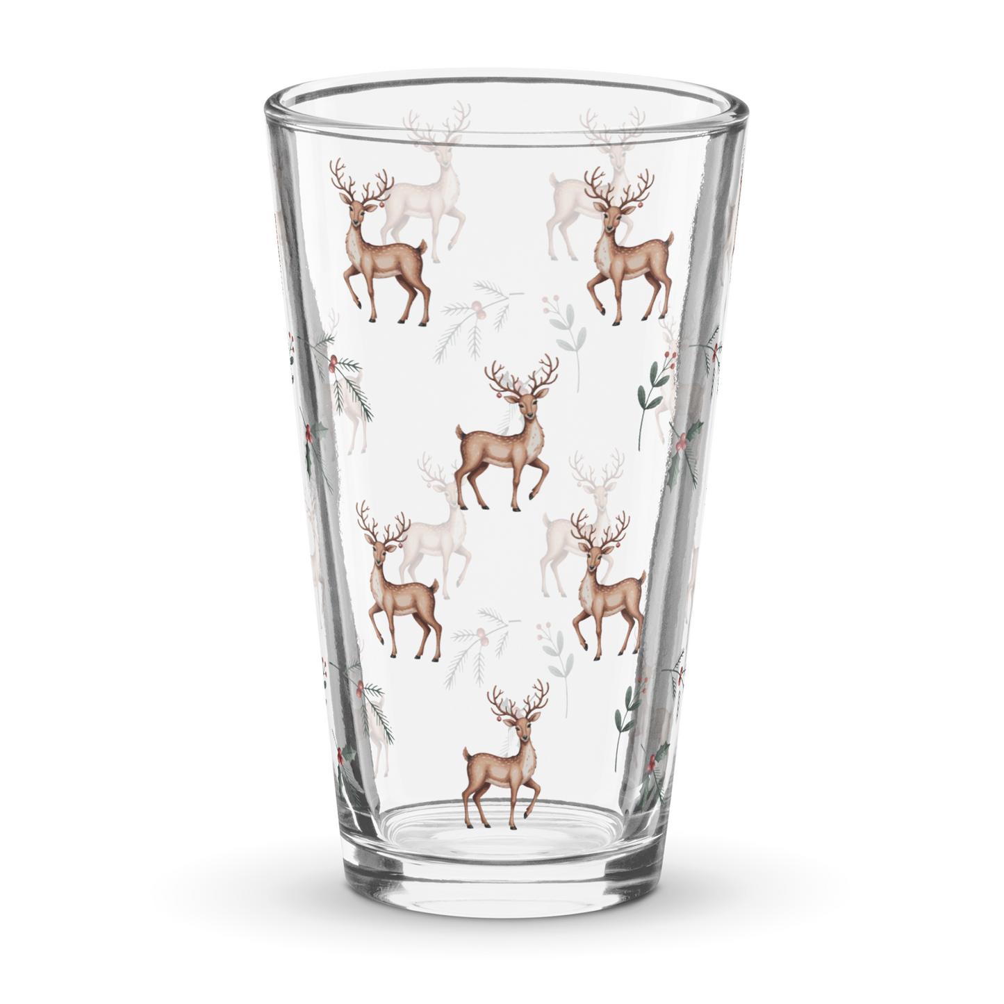 Christmas Reindeer 16oz Pint Glass