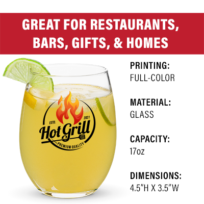 Custom 17oz Stemless Wine Glass