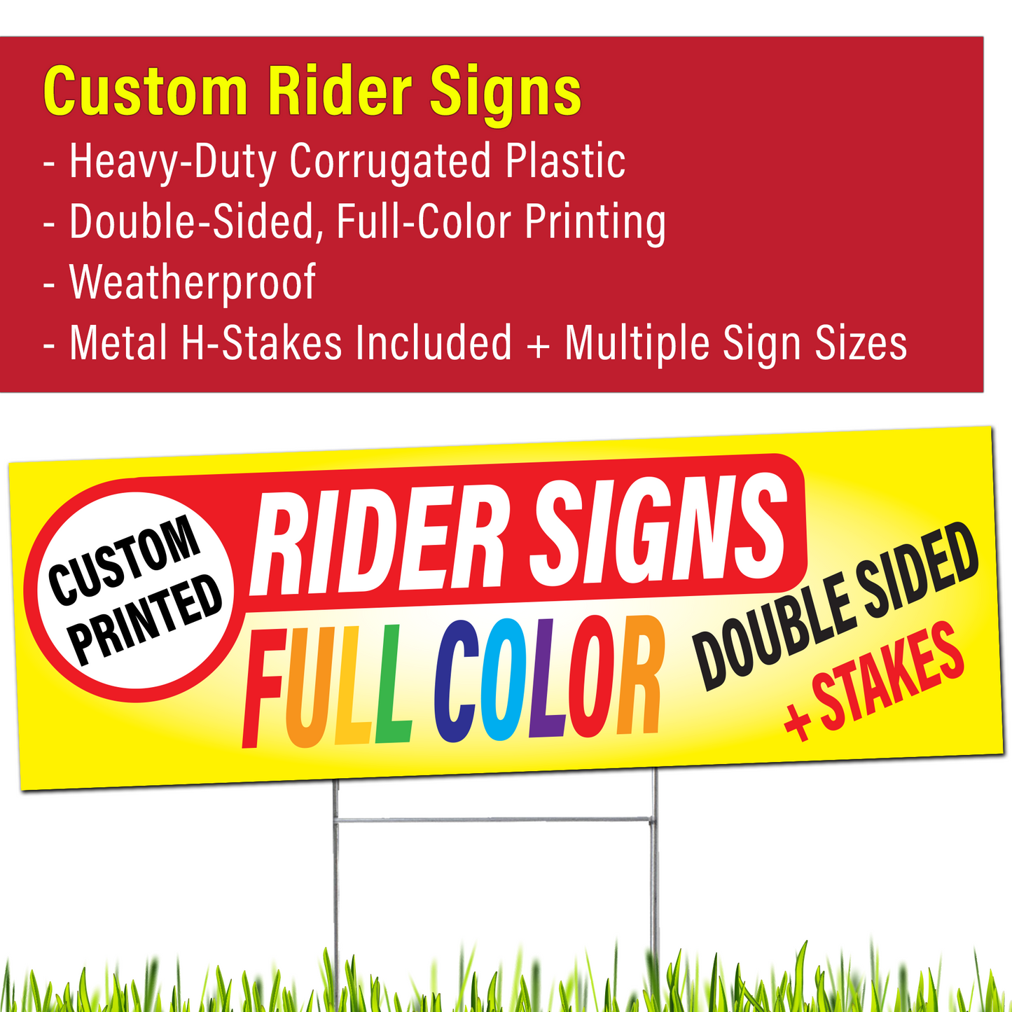 Custom Printed Plastic 48" x 24" Rider Signs