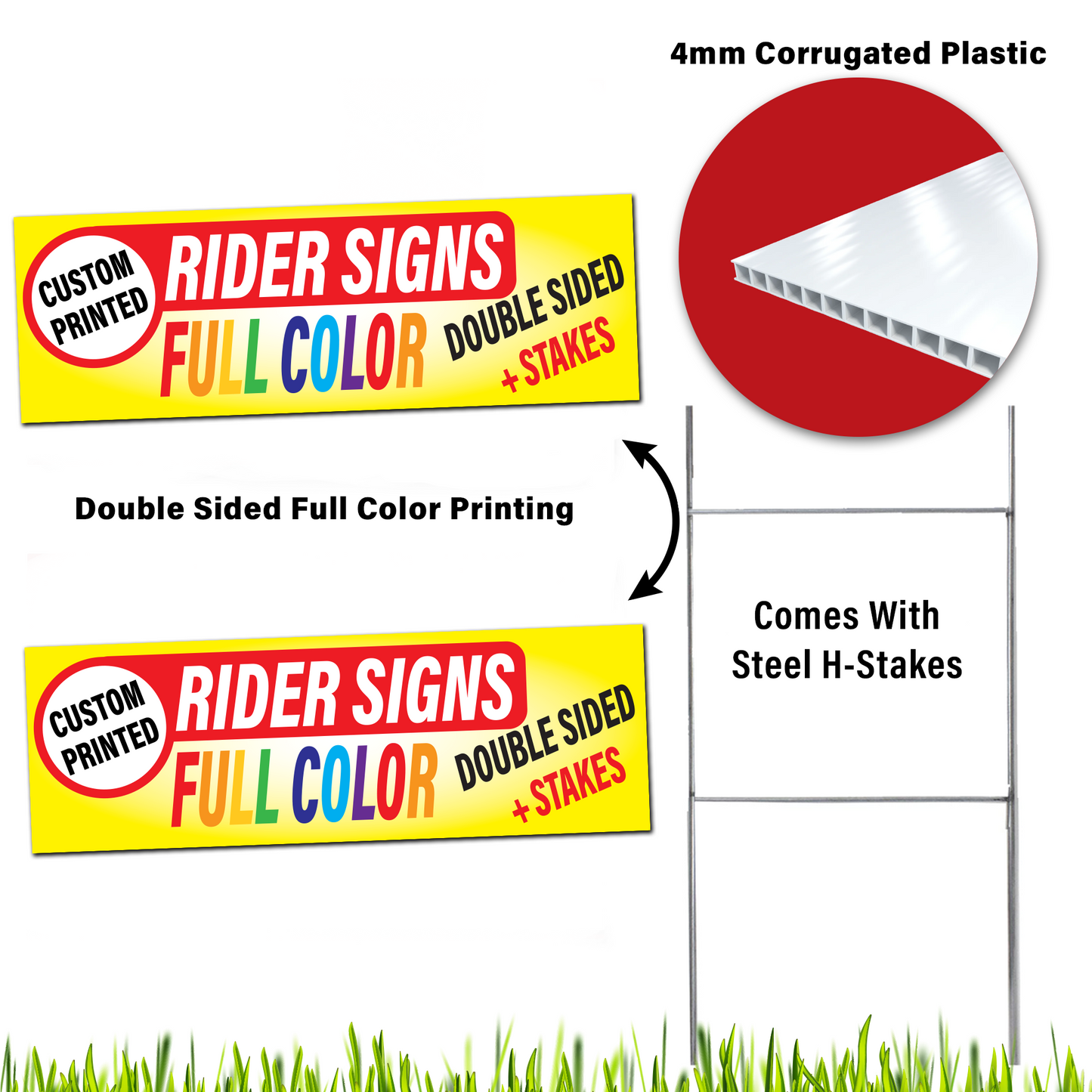 Custom Printed Plastic 48" x 24" Rider Signs