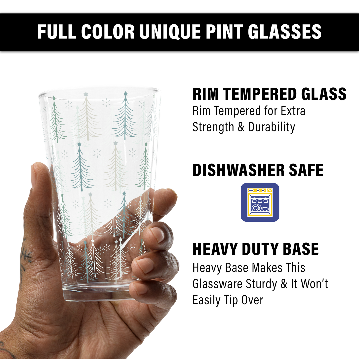 Christmas Trees Pattern 16oz Pint Glass