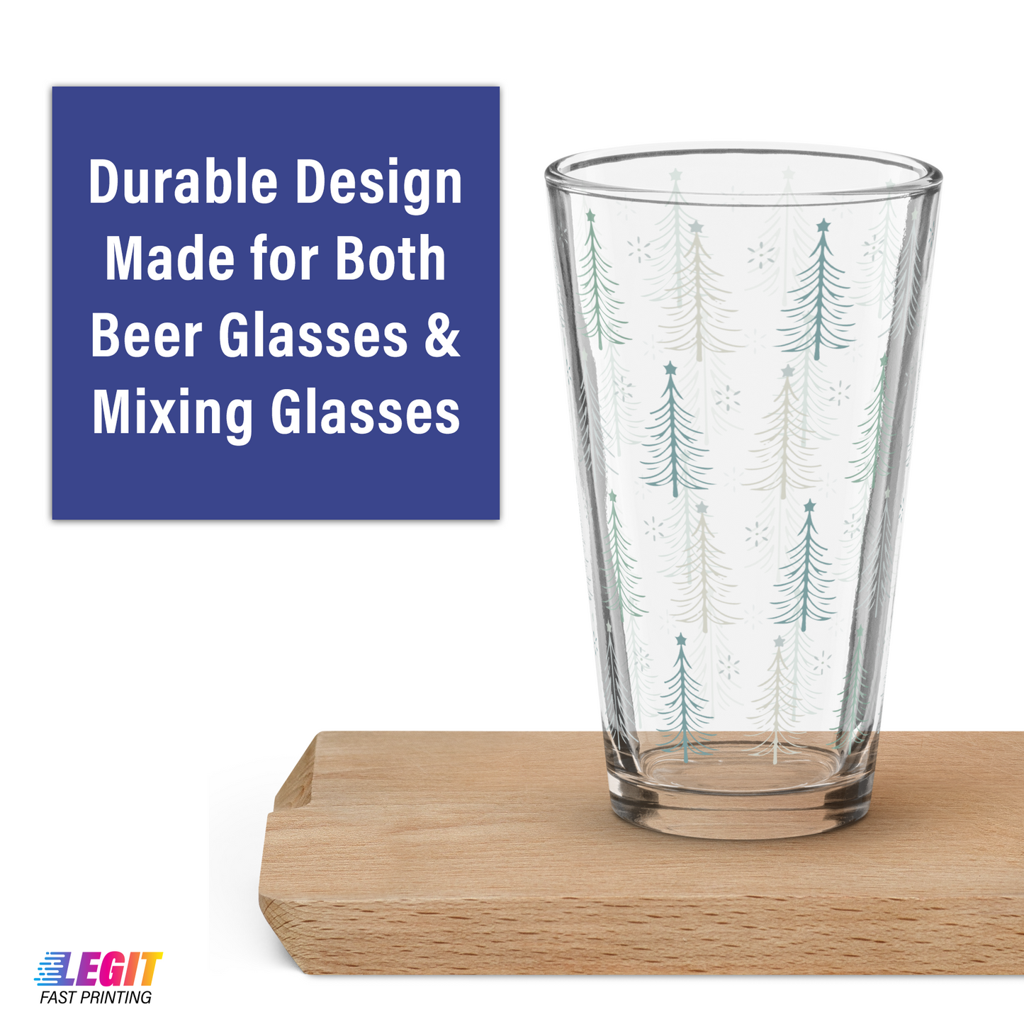 Christmas Trees Pattern 16oz Pint Glass