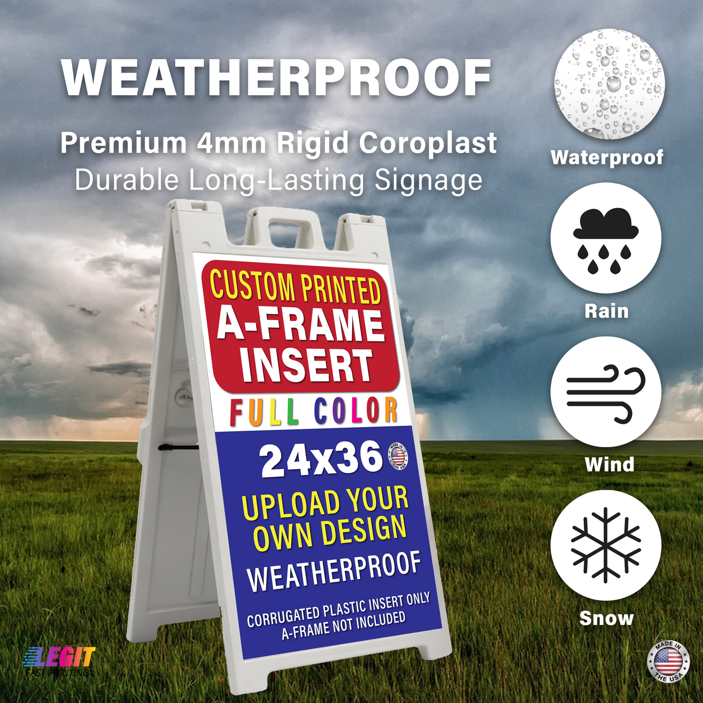 Custom 24x36" A Frame Insert for Sandwich Board Signs